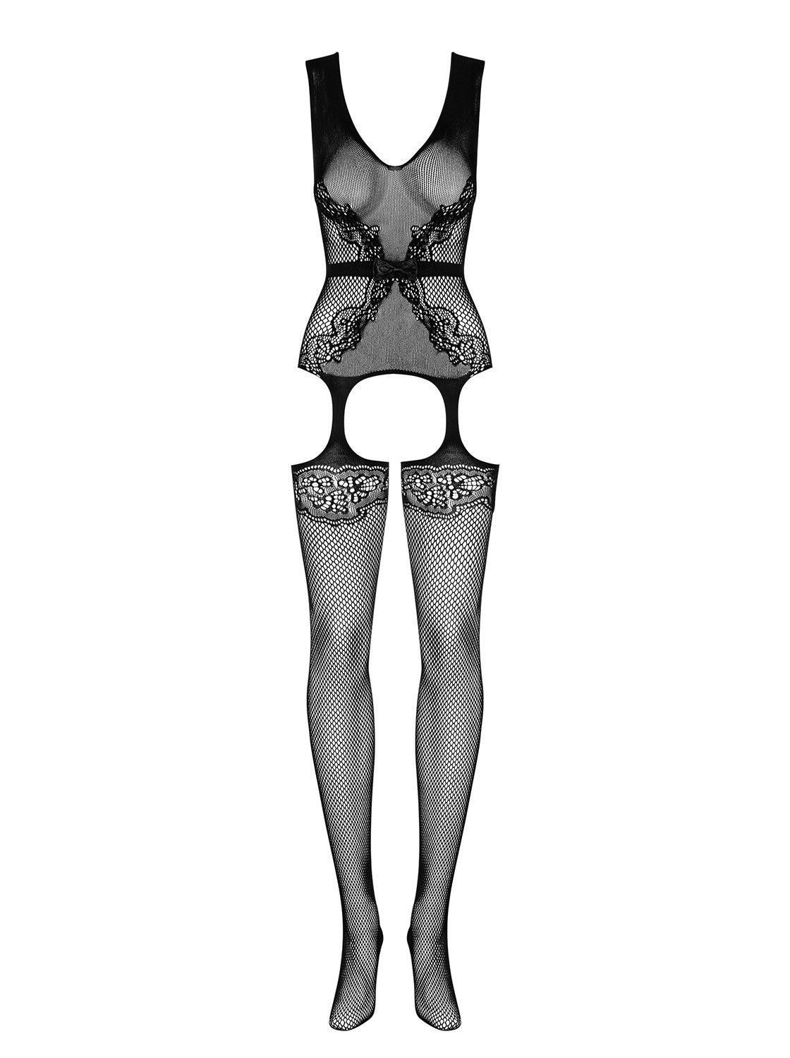 Ophélia - Bodystocking résille ajouré dos nu noir