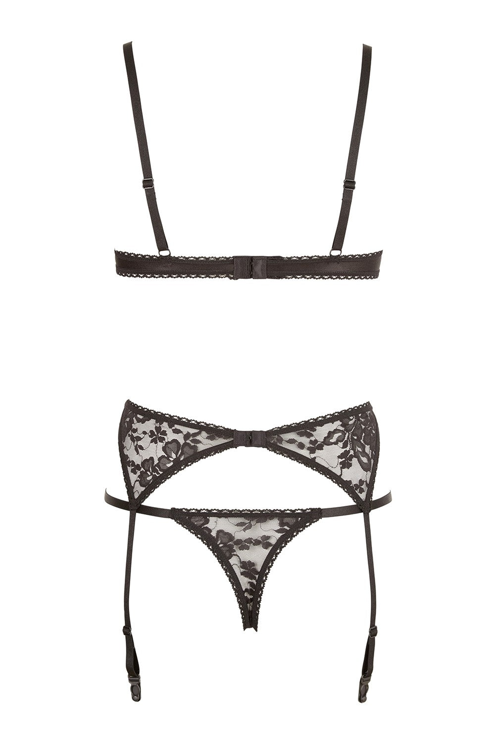 Ensemble sexy trois pièces en dentelle noire – Cotelli Lingerie