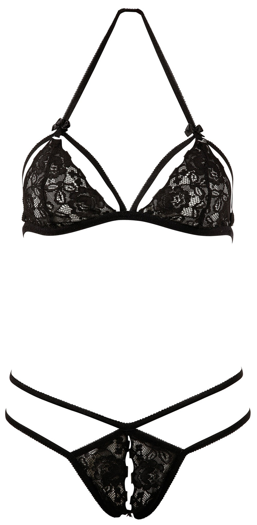 Soutien-gorge en dentelle noire avec bonnets détachables et string – Cotelli Lingerie | Voyage Sensuel