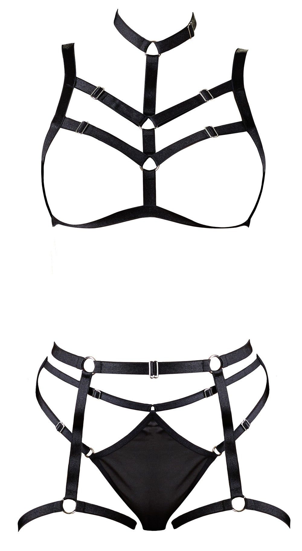 Ensemble soutien-gorge harnais et string porte-jarretelles – Cotelli Lingerie