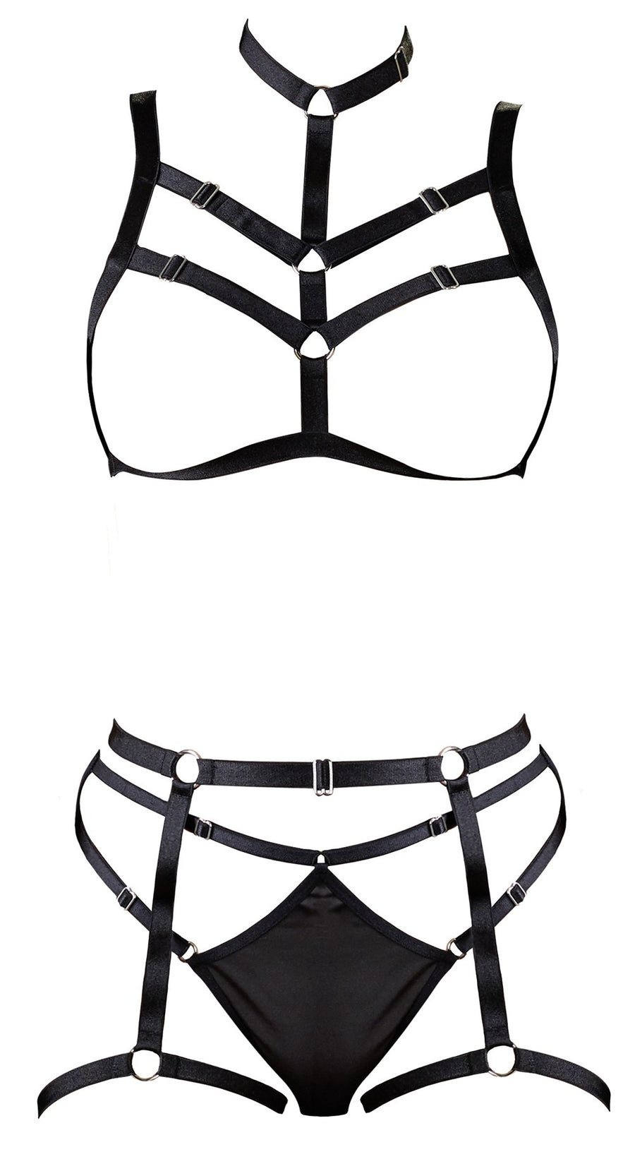 Ensemble soutien-gorge harnais et string porte-jarretelles – Cotelli Lingerie | Voyage Sensuel