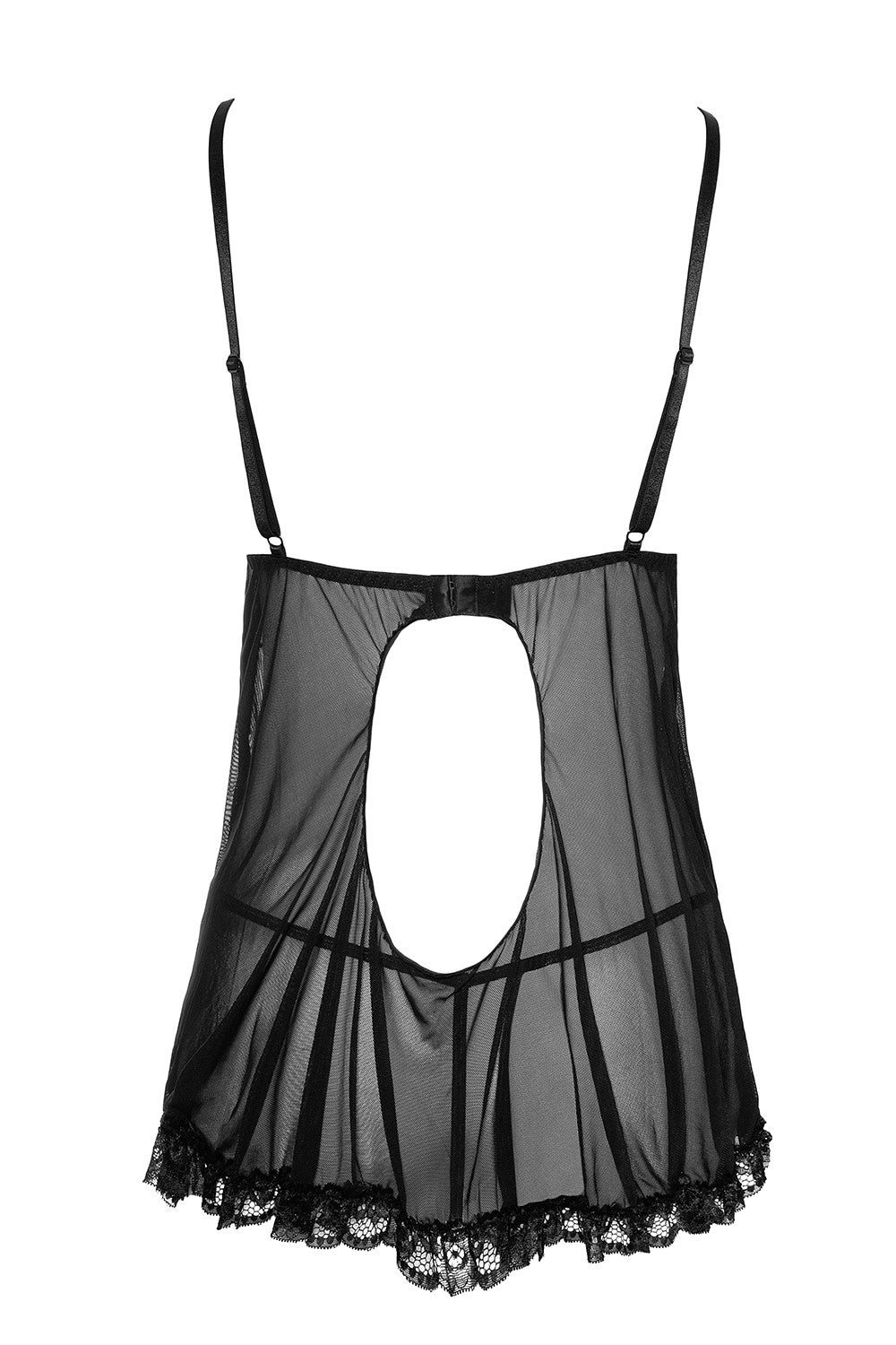 Nuisette en résille et dentelle noire avec string – Cotelli Lingerie