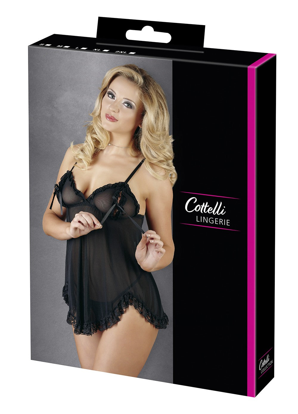 Nuisette en résille et dentelle noire avec string – Cotelli Lingerie