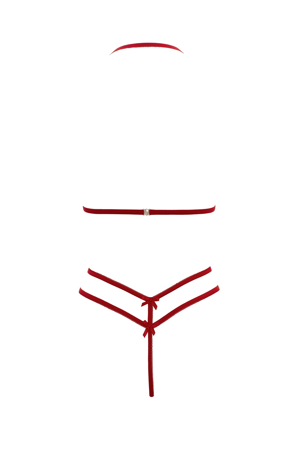 Soutien-gorge en dentelle rouge avec bonnets détachables et string – Cotelli Lingerie