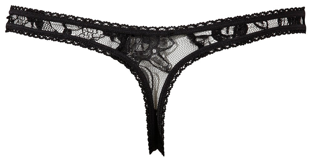 String ouvert à l'entre-jambe en dentelle noire – Cotelli Lingerie