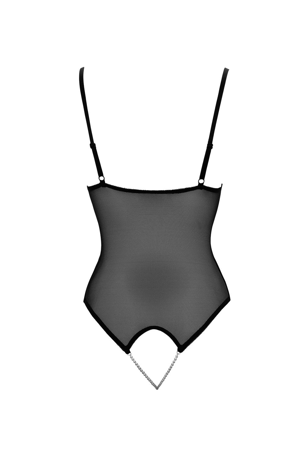 Body string en dentelle et résille noire avec perles à l'entrejambe – Cotelli Lingerie