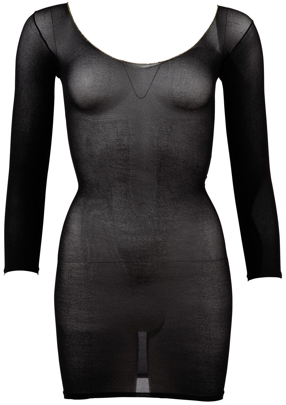 Robe en résille noire transparente, manches longues – Cotelli Lingerie