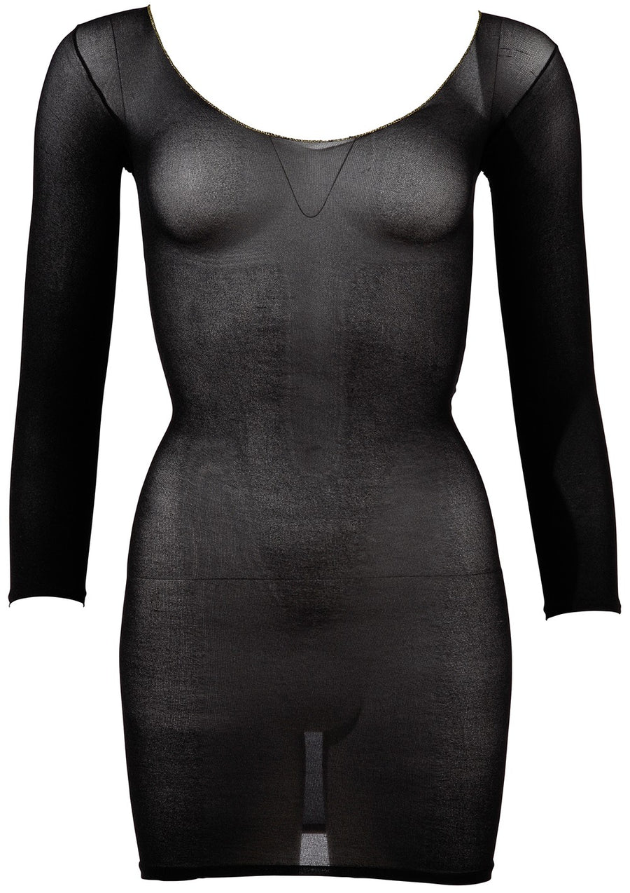 Robe en résille noire transparente, manches longues – Cotelli Lingerie | Voyage Sensuel