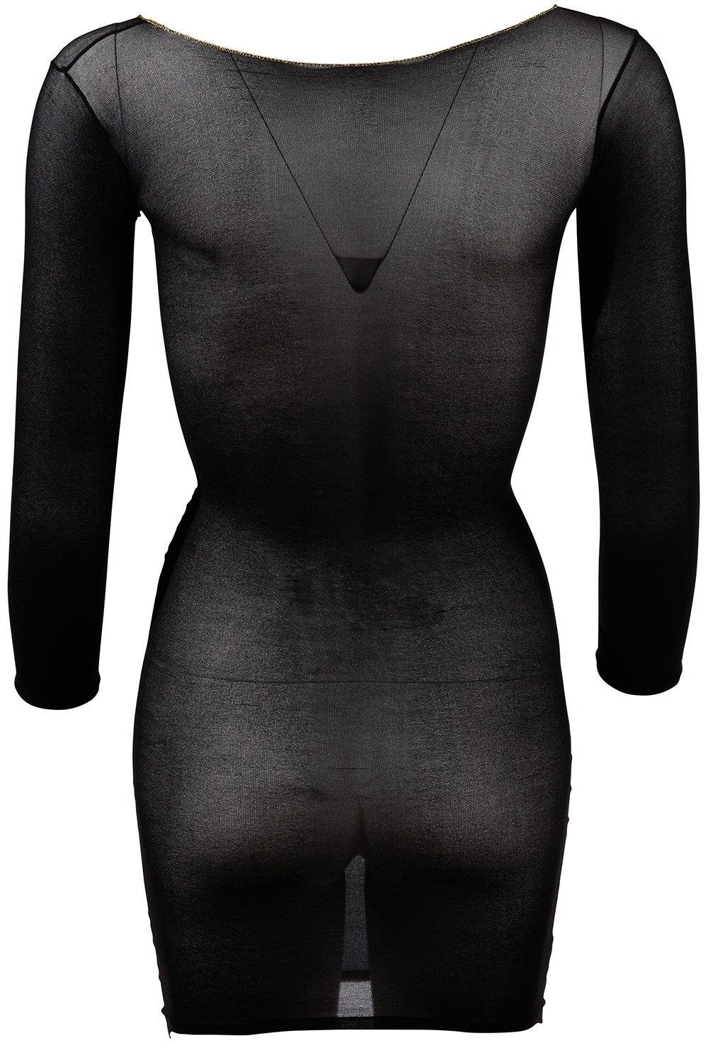 Robe en résille noire transparente, manches longues – Cotelli Lingerie