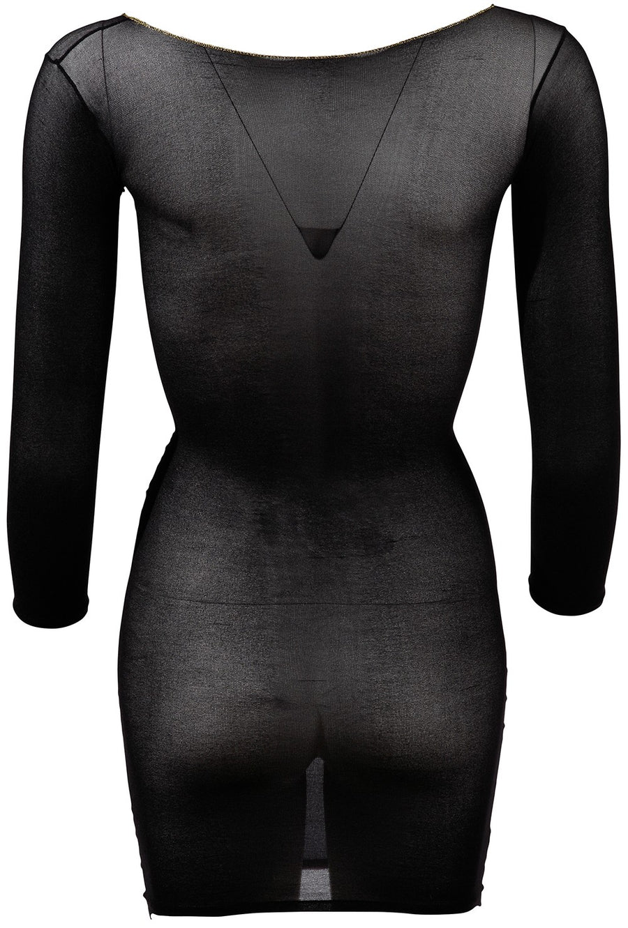 Robe en résille noire transparente, manches longues – Cotelli Lingerie | Voyage Sensuel