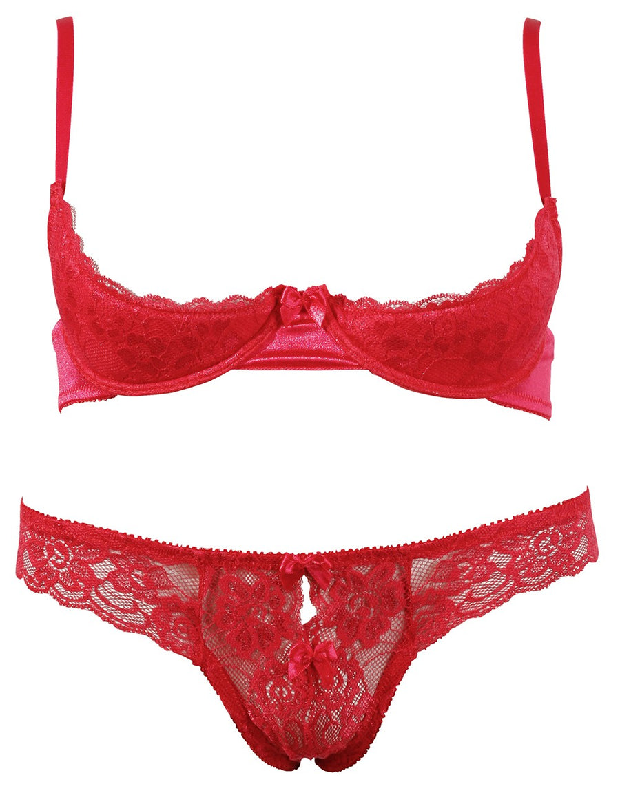 Soutien-gorge demi seins avec armatures et son string ouvert – Cotelli Lingerie | Voyage Sensuel