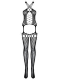 Thaïs - Bodystocking résille ajouré strass noir