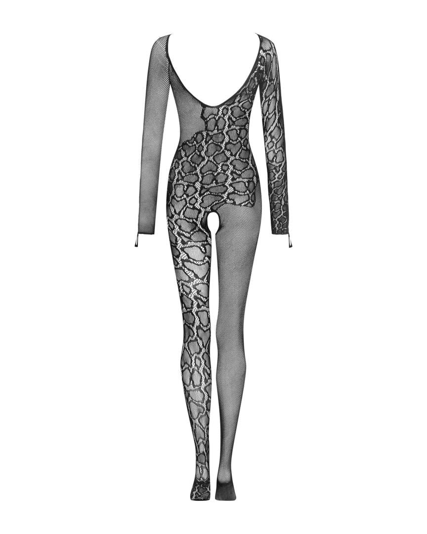 Mila - Bodystocking résille ouvert dos croisé | Voyage Sensuel