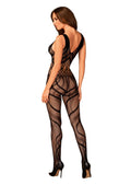 Noémie - Bodystocking résille ajouré col haut