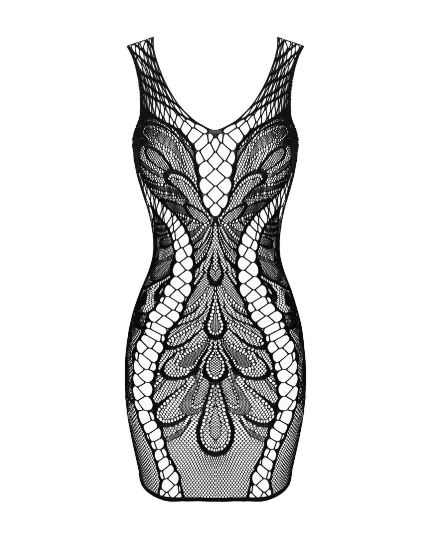 Mirabelle - Robe sexy résille ajourée noir | Voyage Sensuel