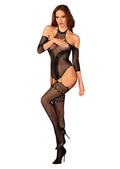 Nyssia - Bodystocking résille ouvert fendu