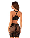 Scarlett - Ensemble top et jupe résille noir