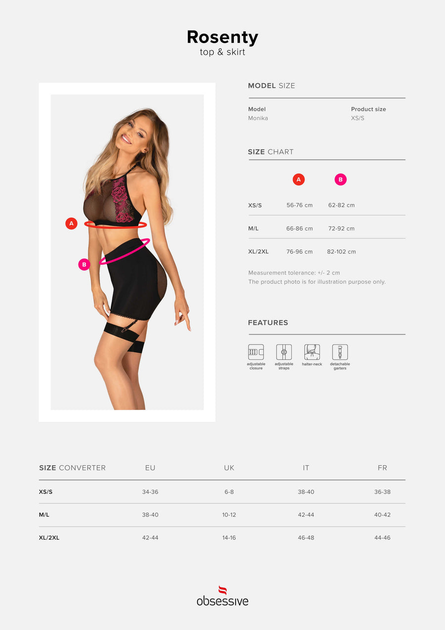 Rosenty ensemble Top et Jupe - Noir | Voyage Sensuel