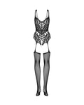 Isaline - Bodystocking résille sensuel transparent noir