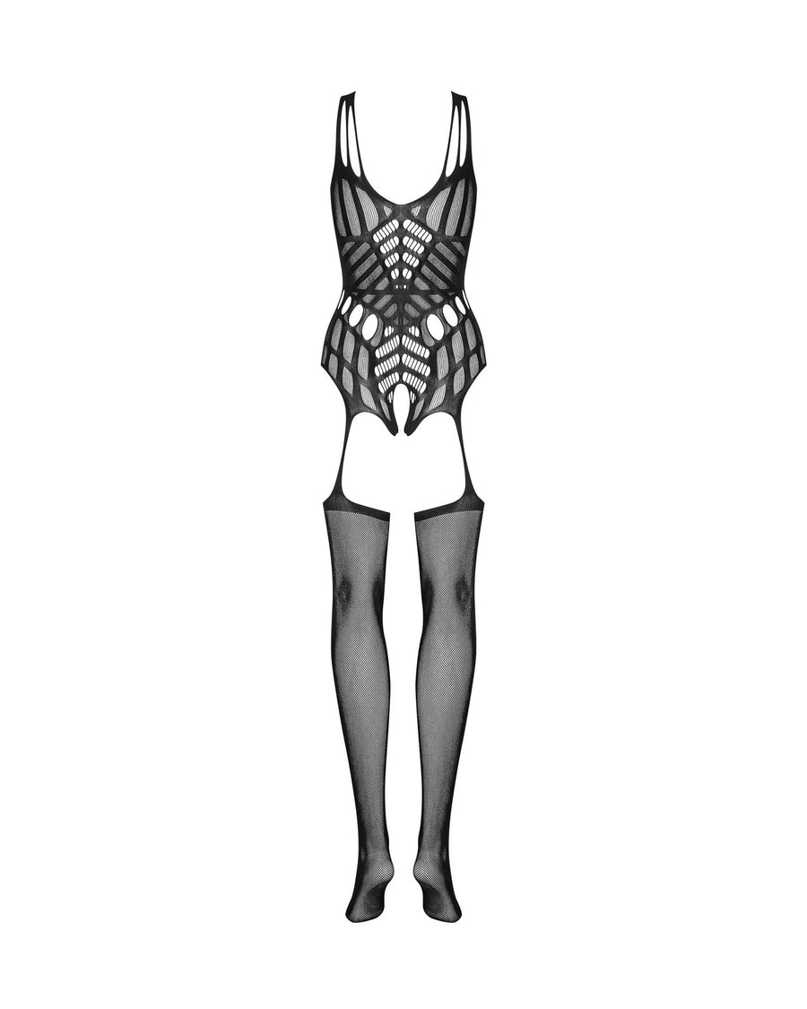 Isaline - Bodystocking résille sensuel transparent noir | Voyage Sensuel