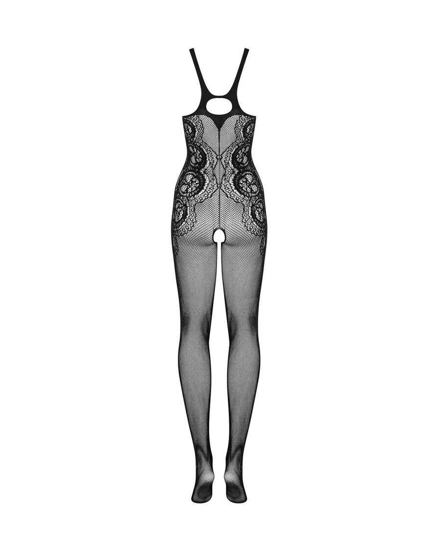 Tessa - Bodystocking résille dentelle florale noir | Voyage Sensuel