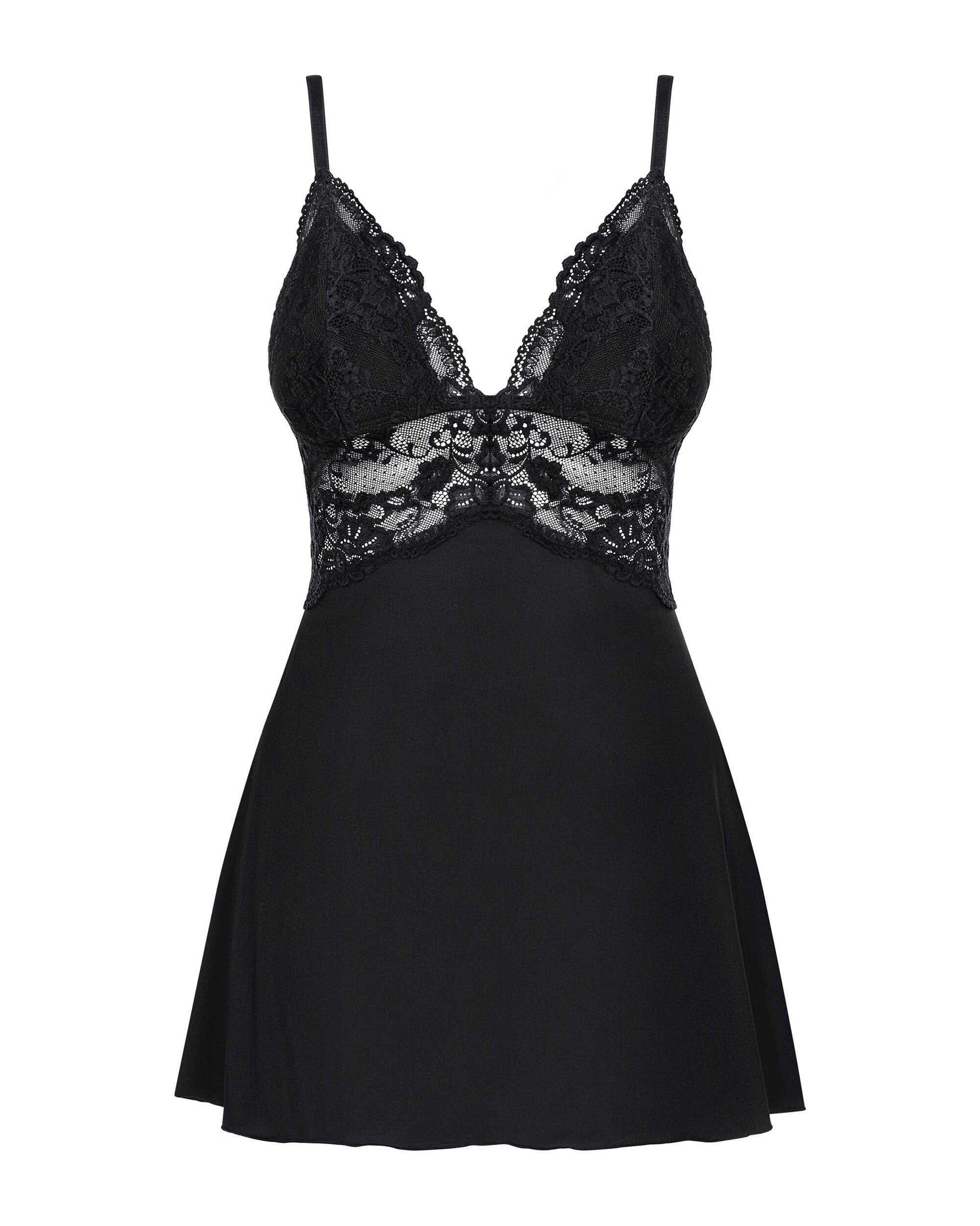 Valentina - Babydoll dentelle transparent noir