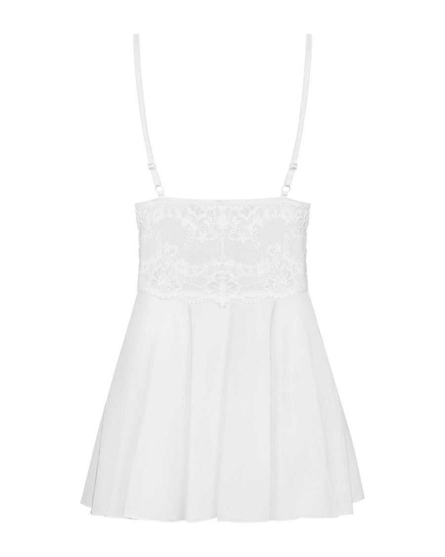 Valentina - Babydoll dentelle transparent blanc | Voyage Sensuel