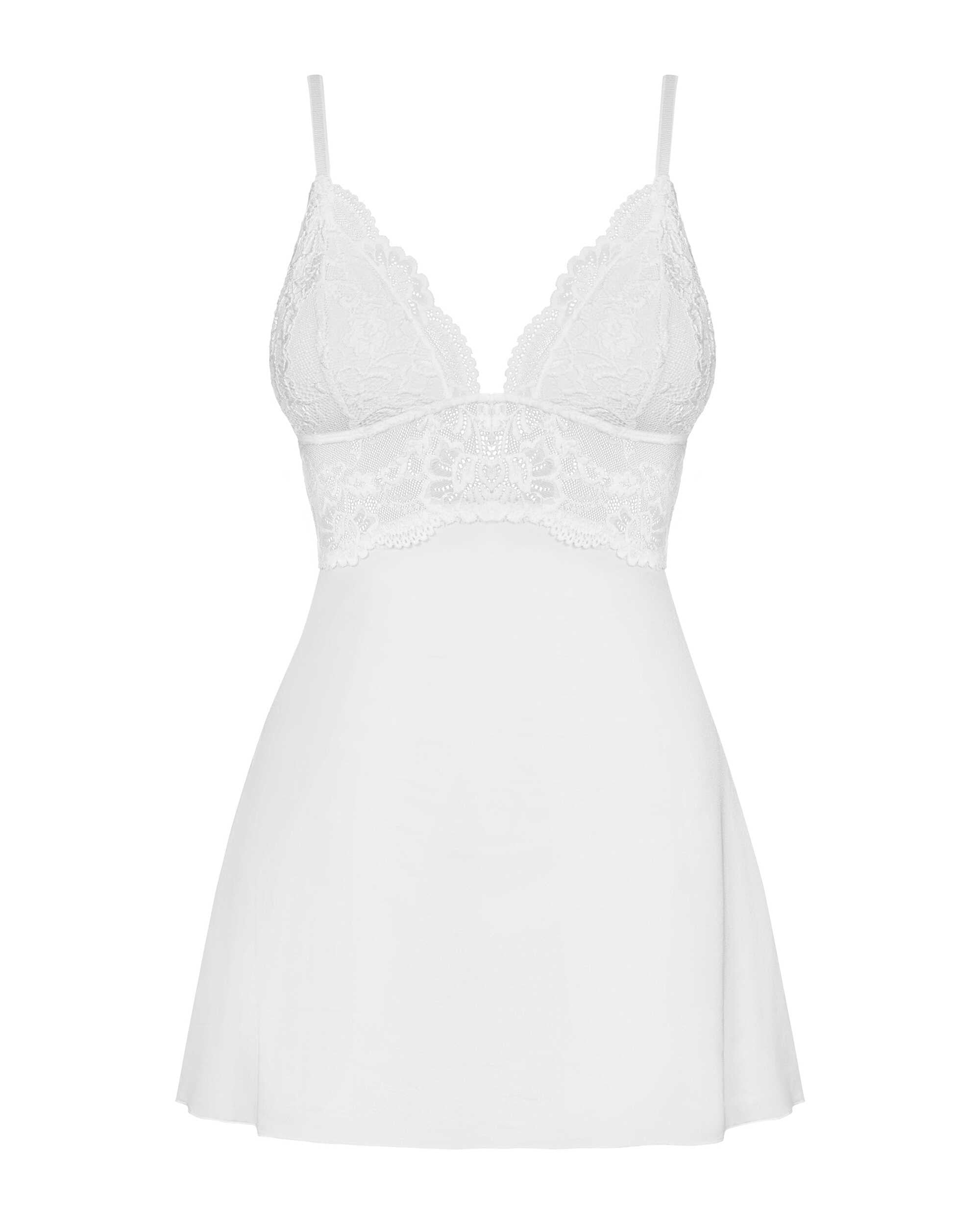 Valentina - Babydoll dentelle transparent blanc
