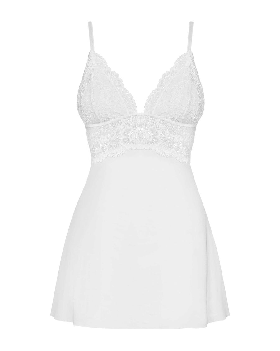 Valentina - Babydoll dentelle transparent blanc | Voyage Sensuel