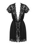 Valentina - Peignoir satin dentelle noir