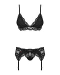 Valentina - Ensemble lingerie 3 pièces dentelle noir