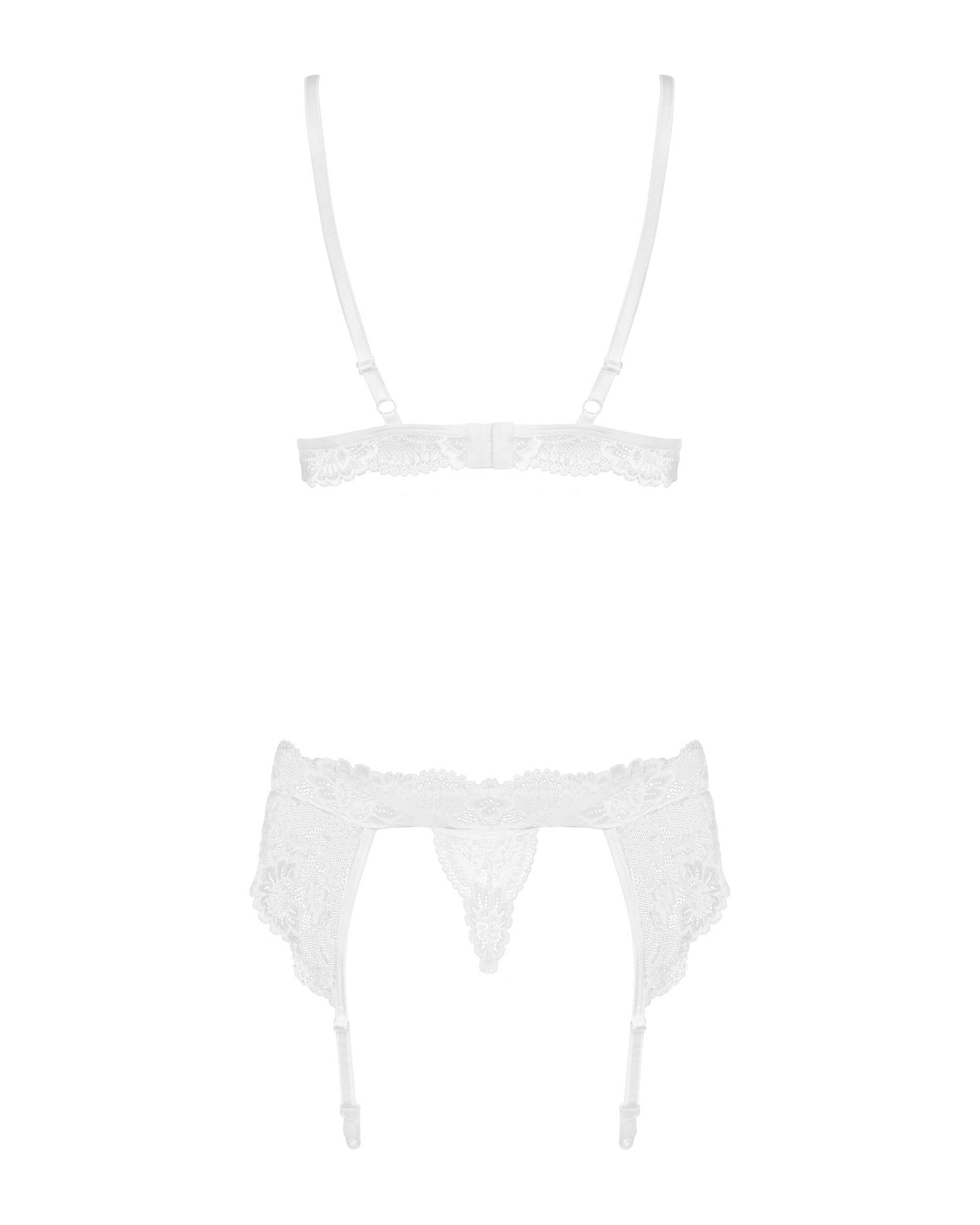 Valentina - Ensemble lingerie 3 pièces dentelle blanc