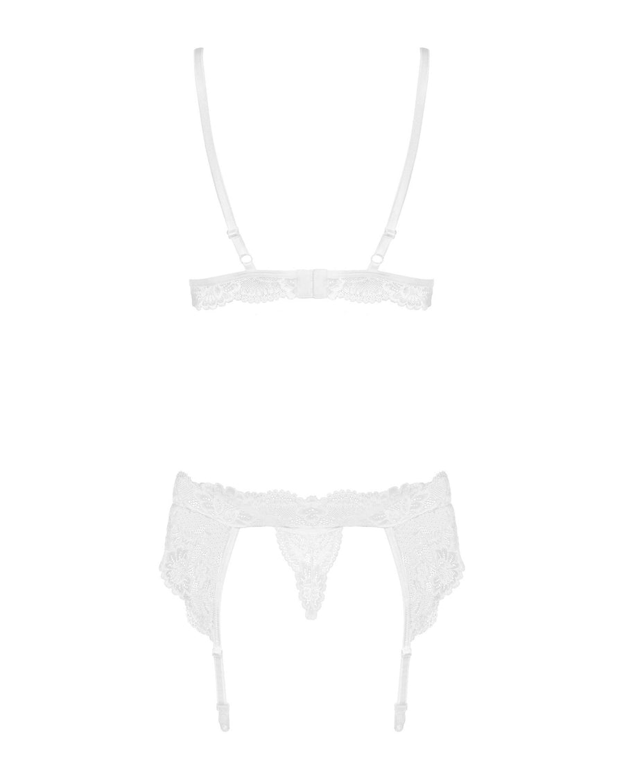 Valentina - Ensemble lingerie 3 pièces dentelle blanc | Voyage Sensuel