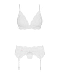Valentina - Ensemble lingerie 3 pièces dentelle blanc