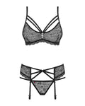 Victoria - Ensemble lingerie 3 pièces dentelle noir