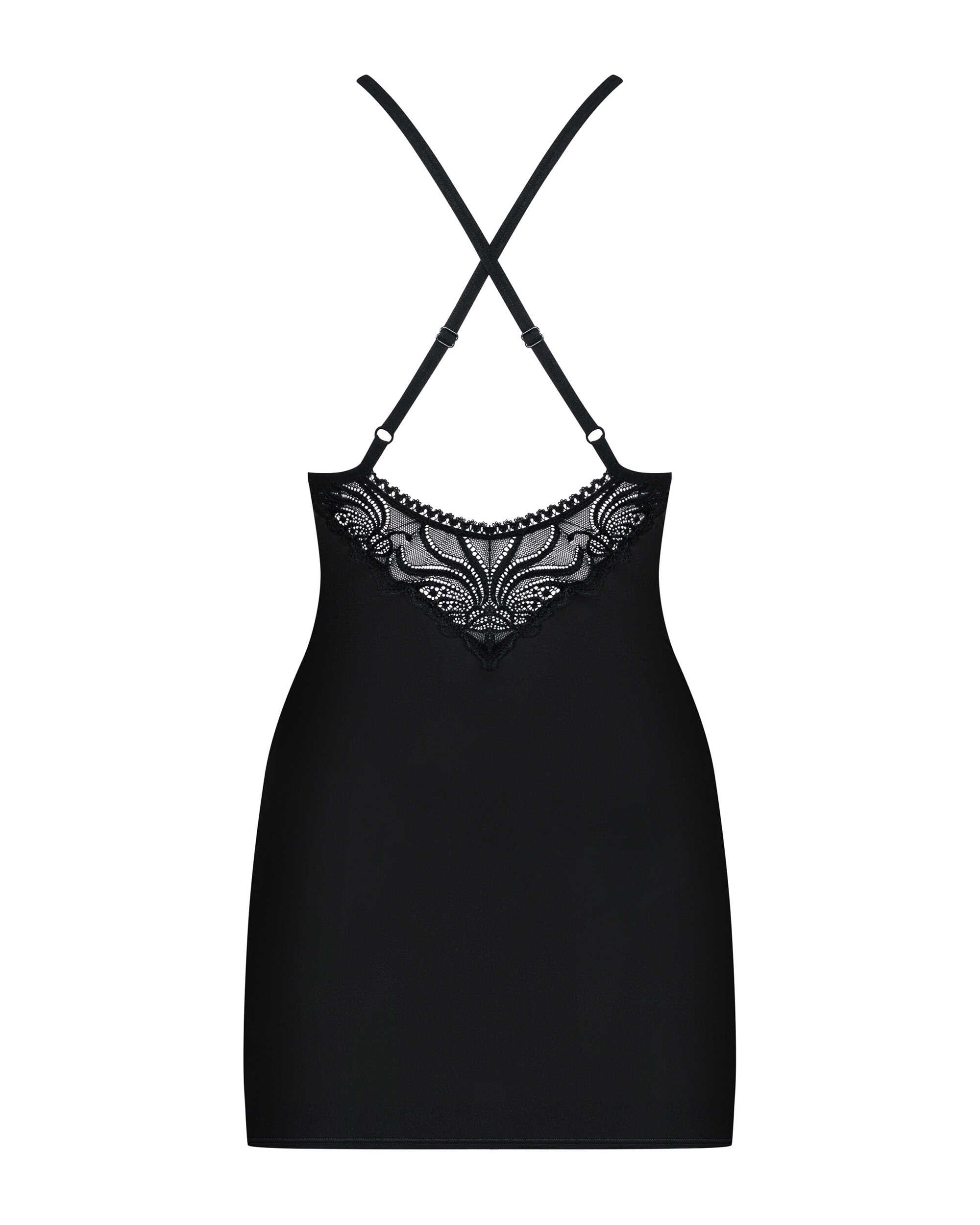 Héloïse - Nuisette dentelle et string assorti noir