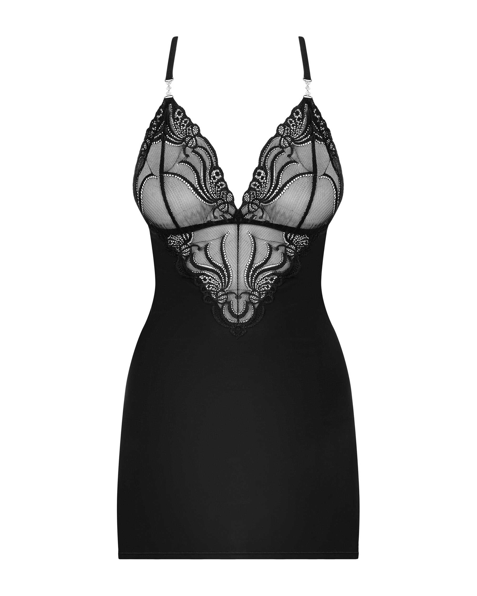 Héloïse - Nuisette dentelle et string assorti noir