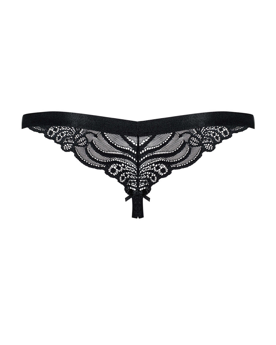 Héloïse - String ouvert dentelle sensuel noir | Voyage Sensuel