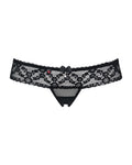 Inès - String ouvert dentelle échancré noir
