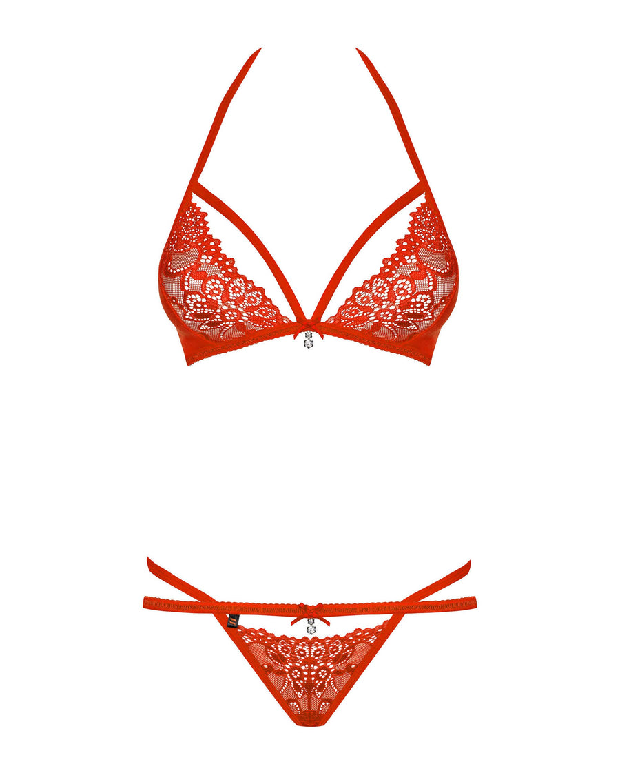 Éloïse - Ensemble lingerie 2 pièces dentelle rouge | Voyage Sensuel