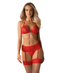 Éloïse - Ensemble lingerie 3 pièces dentelle rouge