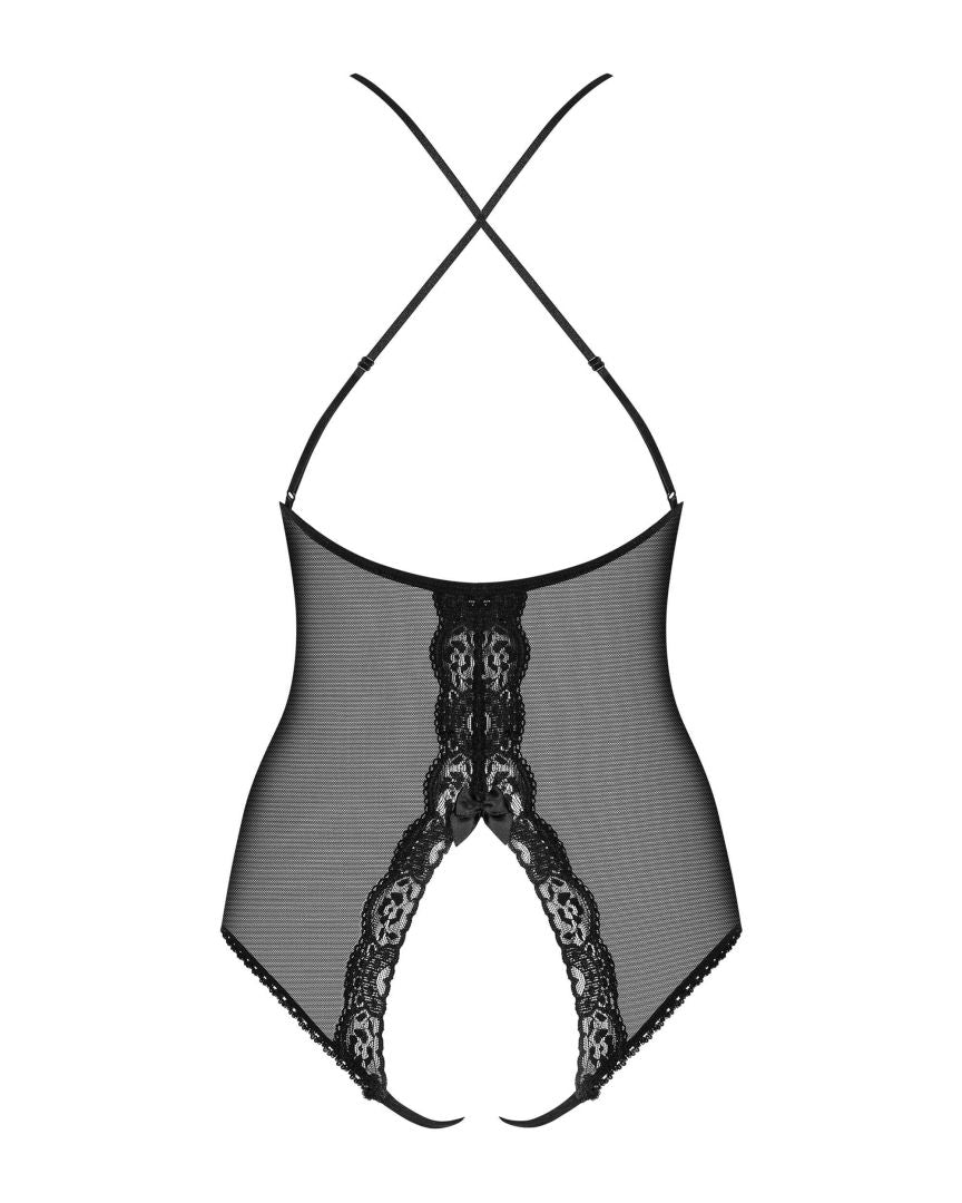 Lila - Body dentelle florale dos nu noir | Voyage Sensuel
