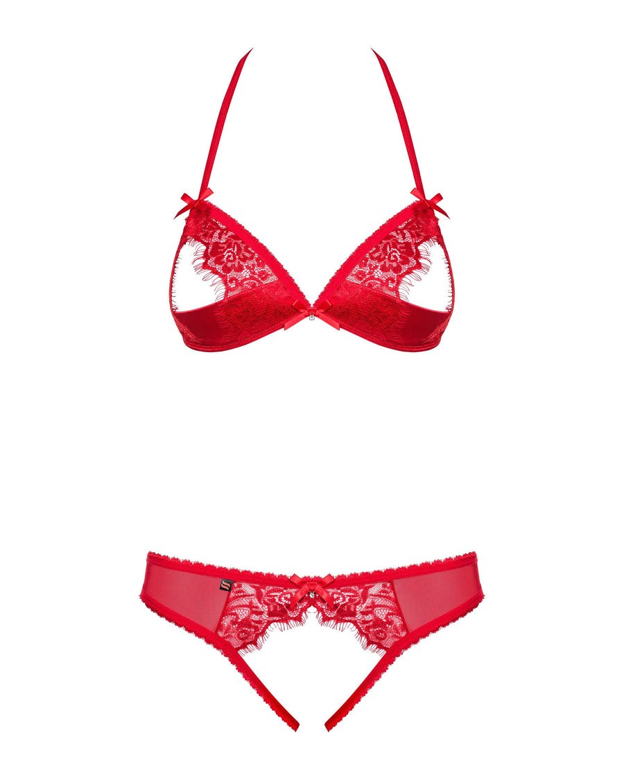 Daphné - Ensemble lingerie ouvert 2 pièces rouge | Voyage Sensuel