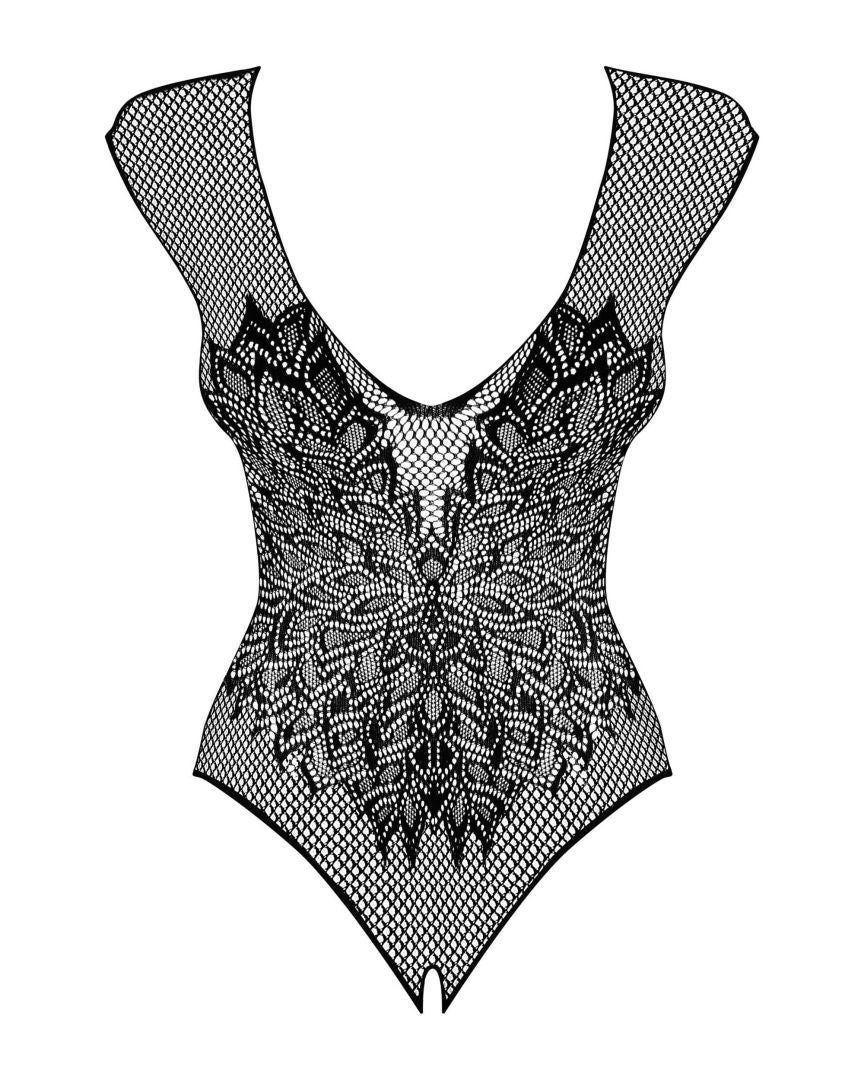 Oriane - Body ouvert résille dentelle noir | Voyage Sensuel