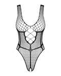 Nélia - Body ouvert résille et dentelle noir