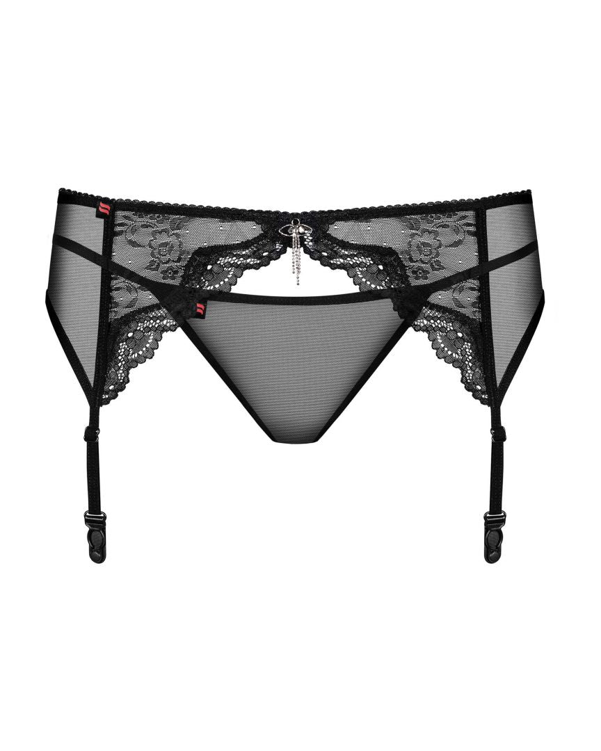 Charms Porte-jarretelles et String - Noir | Voyage Sensuel