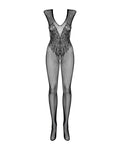Zéline - Bodystocking résille ajouré effet tatouage noir