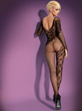 Séléna - Bodystocking résille effet seconde peau noir