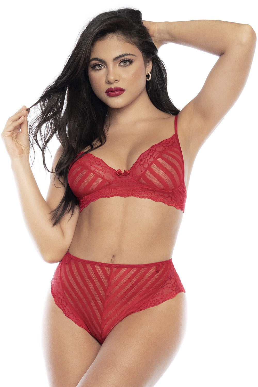 Ensemble deux pièces en dentelle rouge