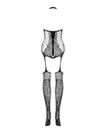 Vanya - Bodystocking résille sensuel col montant noir
